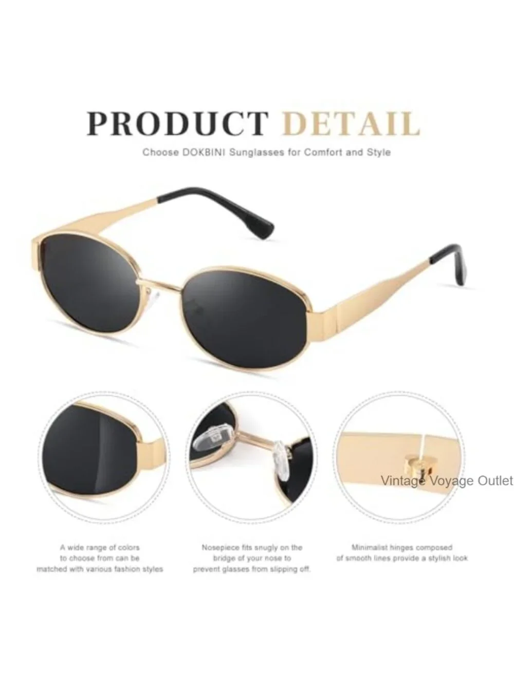 Polarized Oval Sunglasses Retro Metal Frame UV Protection